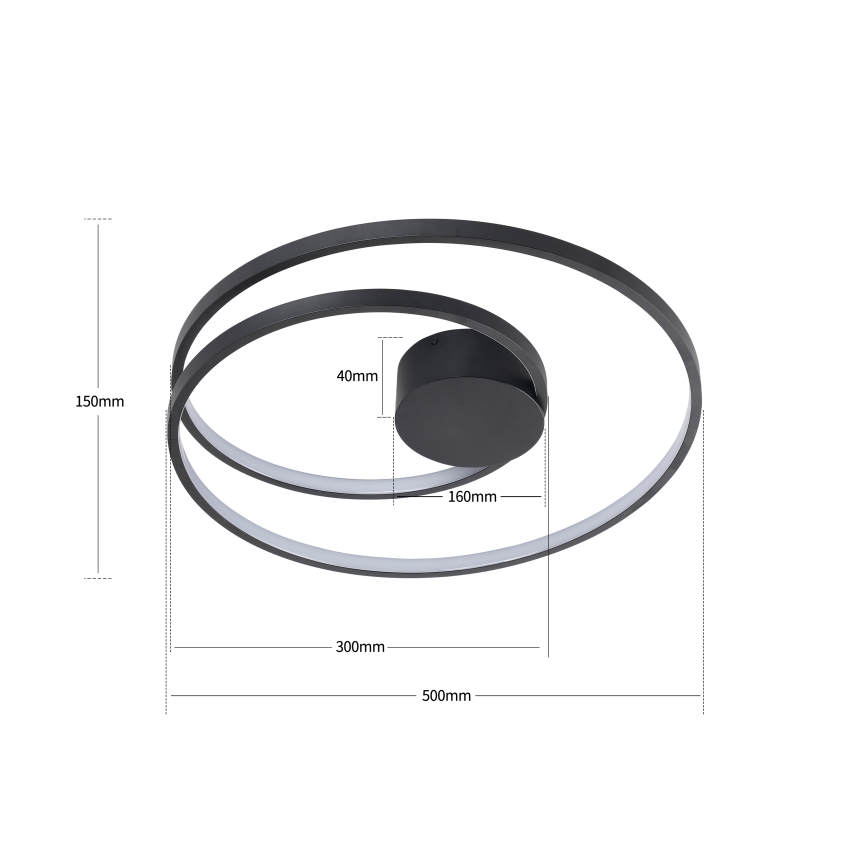 Brilagi - Plafoniera LED dimmerabile TWISTER LED/48W/230V 3000-6000K Ø 50 cm nero + telecomando