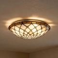 Brilagi - Plafoniera in stile Tiffany in vetro colorato IVORY 2xE27/60W/230V Ø 40 cm
