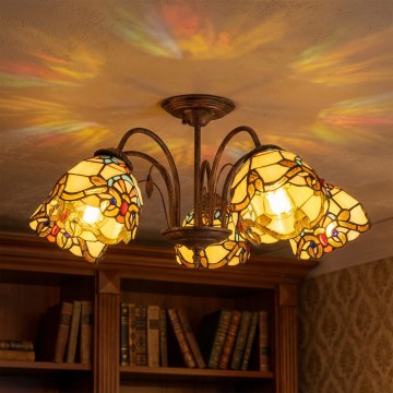 Brilagi - plafoniera in stile Tiffany in vetro colorato MIRABELLA 5xE27/60W/230V Ø 60 cm