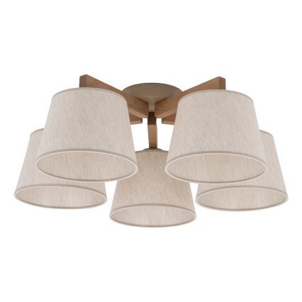 Brilagi - Plafoniera LATTE SABIA 5xE27/15W/230V pino/crema