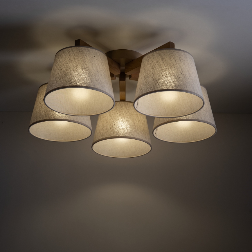Brilagi - Plafoniera LATTE SABIA 5xE27/60W/230V pino/crema