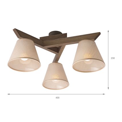 Brilagi - LED Lampada da soffitto a plafone ANTHONY 3xE14/40W/230V rovere/noce/beige