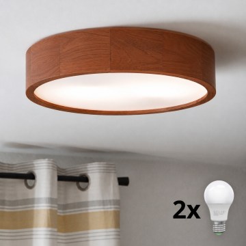 Brilagi - Plafoniera LED CARVALHO 2xE27/15W/230V rovere ciliegio, diam. 37 cm