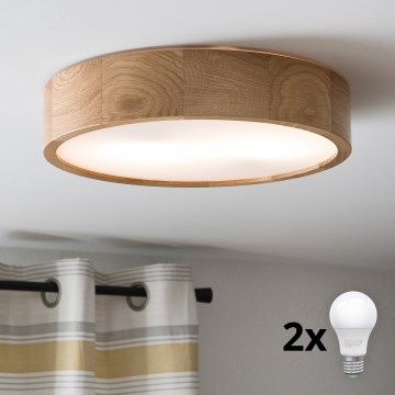 Brilagi - Plafoniera LED CARVALHO 2xE27/15W/230V rovere Ø 37,5 cm