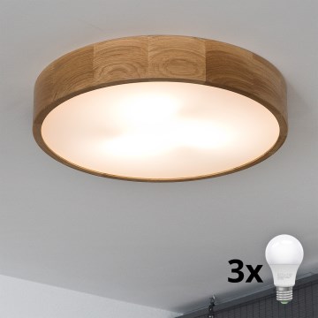 Brilagi - Plafoniera LED CARVALHO 3xE27/15W/230V rovere Ø 47,5 cm