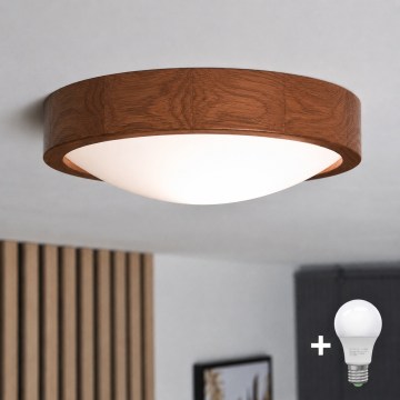 Brilagi - Plafoniera LED CARVALHO SLIM 1xE27/15W/230V rovere ciliegio Ø 27 cm