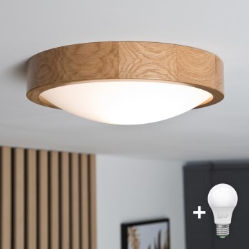 Brilagi - Plafoniera LED CARVALHO SLIM 1xE27/15W/230V rovere Ø 27 cm