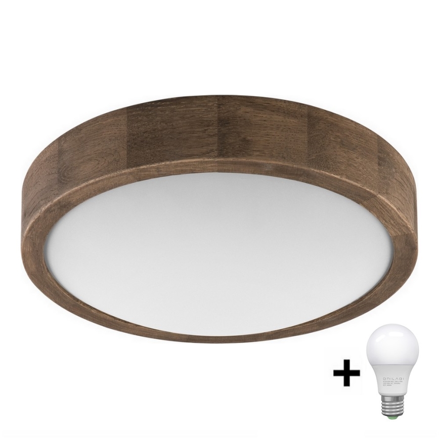 Brilagi - Plafoniera LED CARVALHO SLIM 1xE27/60W/230V quercia diametro 27 cm