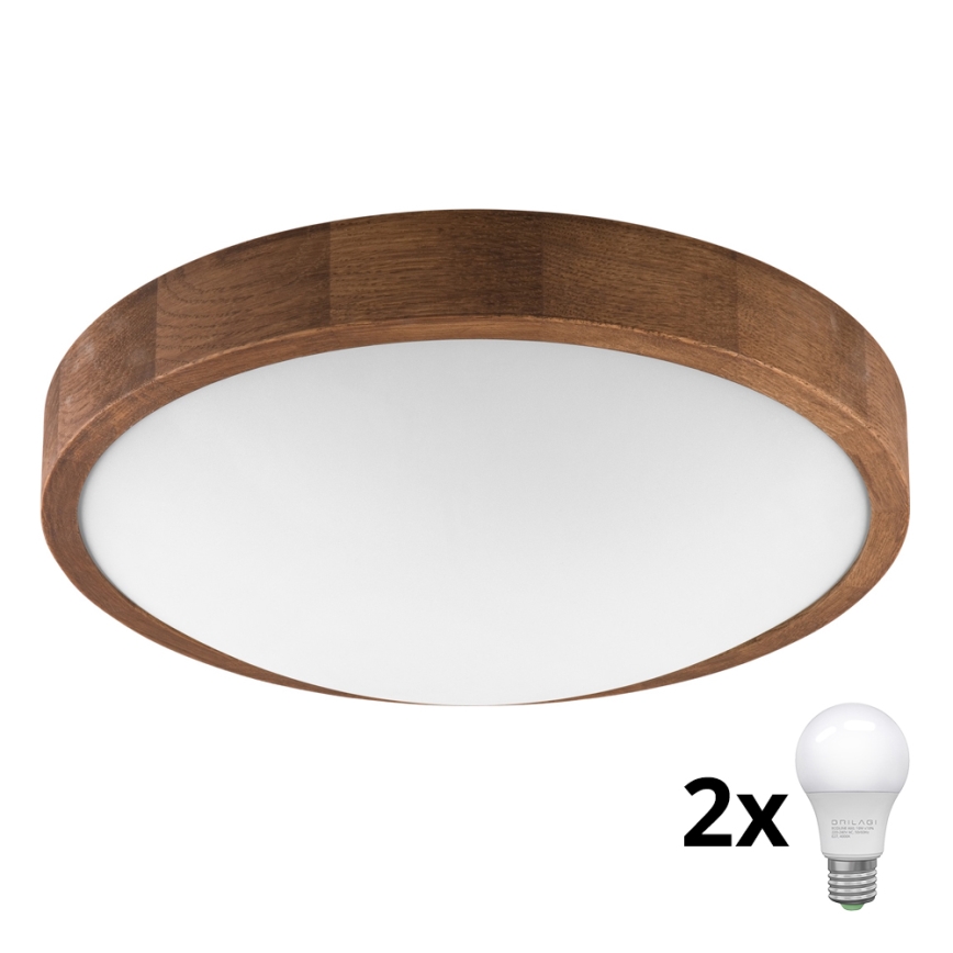 Brilagi - Plafoniera LED CARVALHO SLIM 2xE27/60W/230V quercia ciliegio diametro 37 cm