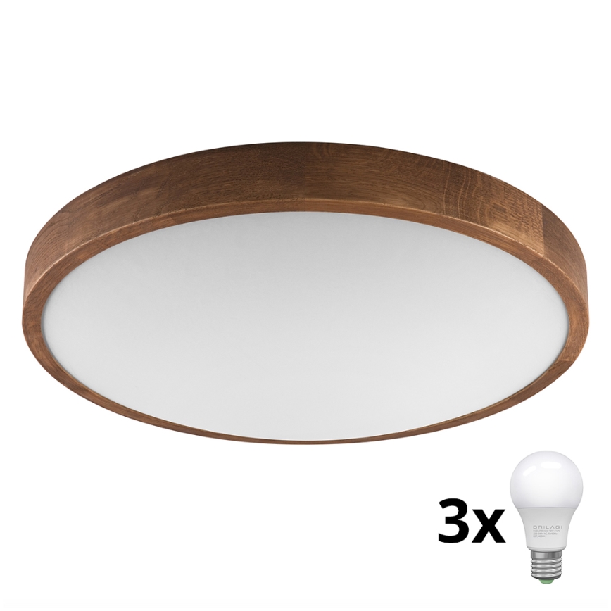 Brilagi - Plafoniera LED CARVALHO SLIM 3xE27/60W/230V quercia ciliegio diametro 47 cm