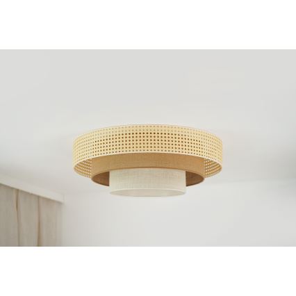 Brilagi - Plafoniera LED CEDAR LUNETA LED/26W/230V Ø 60 cm rattan/marrone/crema
