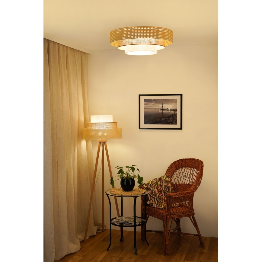 Brilagi - Plafoniera LED CEDAR LUNETA LED/26W/230V Ø 60 cm rattan/marrone/crema