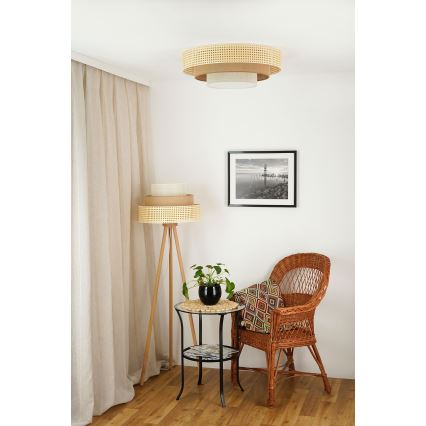 Brilagi - Plafoniera LED CEDAR LUNETA LED/26W/230V Ø 60 cm rattan/marrone/crema