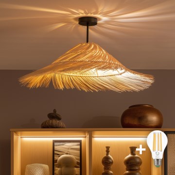 Brilagi - Plafoniera LED CERIA BOHO 1xE27/60W/230V Ø 70 cm nero/beige