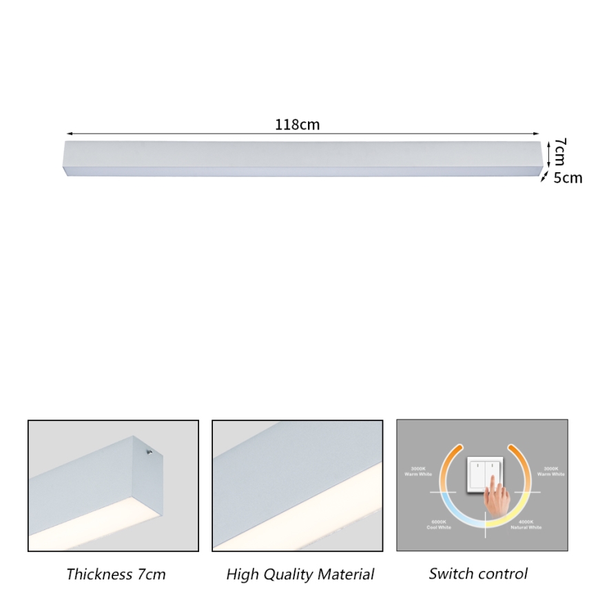 Brilagi - Plafoniera LED per bagno SLEEKLINE LED/40W/230V 3000/4500/6000K argento IP44