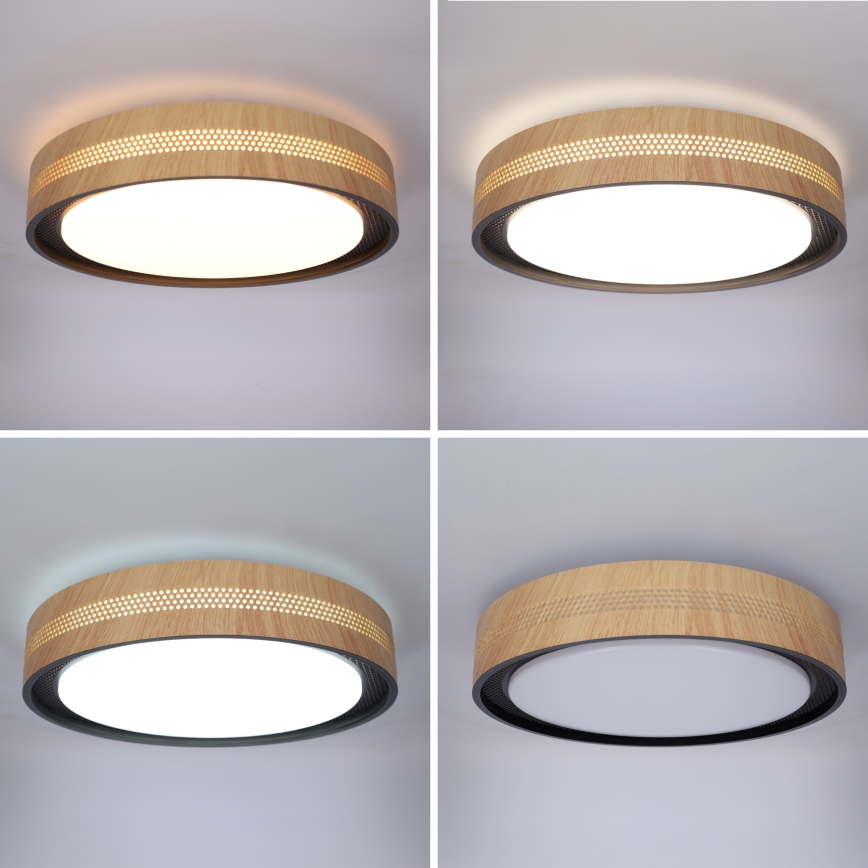 Brilagi - Plafoniera LED dimmerabile COCI LED/48W/230V 3000-6500K Ø 39 cm finitura effetto legno/nera + telecomando incluso