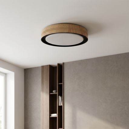 Brilagi - Plafoniera LED dimmerabile COCI LED/48W/230V 3000-6500K Ø 39 cm finitura effetto legno/nera + telecomando incluso