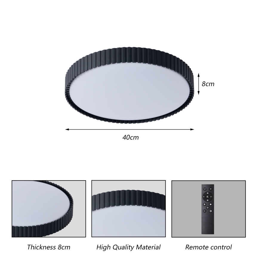 Brilagi - Plafoniera LED dimmerabile CORVO LED/54W/230V 3000-6000K nera Ø 40 cm + telecomando