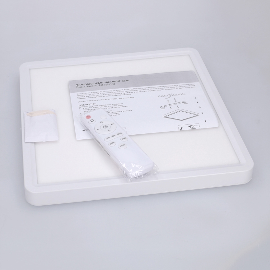 Brilagi - Plafoniera LED dimmerabile ESTELA SQUARE LED/36W/230V 3000-6500K 31x31 cm bianca + telecomando