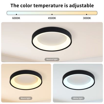 Brilagi - Plafoniera LED dimmerabile FALCON MODERN LED/30W/230V 3000-6500K Ø 40 cm nero + telecomando