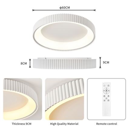 Brilagi - Plafoniera LED dimmerabile FALCON MODERN LED/54W/230V 3000-6000K 60 cm bianco + telecomando