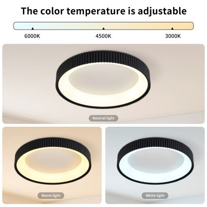 Brilagi - Plafoniera LED dimmerabile FALCON MODERN LED/54W/230V 3000-6500K diam. 60 cm nera + telecomando