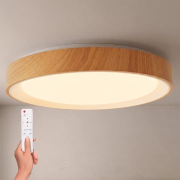 Brilagi - Plafoniera LED dimmerabile FLOCO LED/48W/230V Ø 40 cm finitura effetto legno/bianco + telecomando incluso