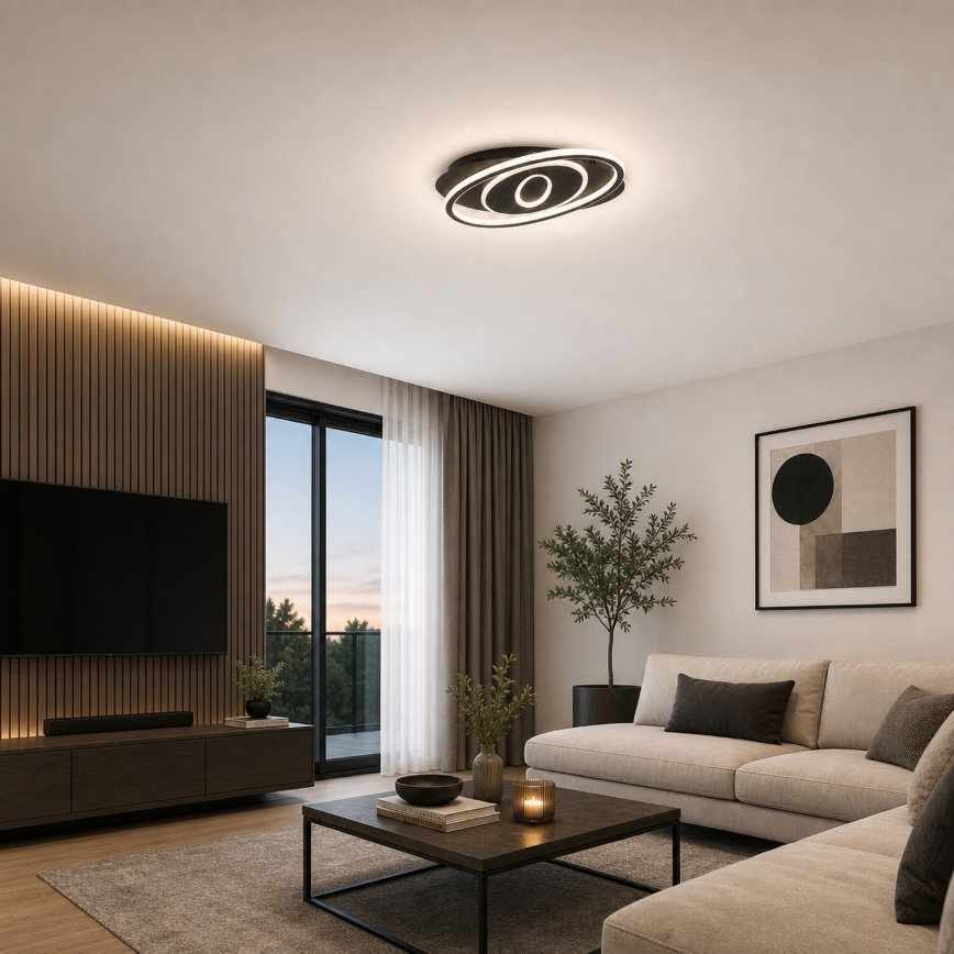 Brilagi - Plafoniera LED dimmerabile IRIS LED/78W/230V 3000-6000K 37x49 cm nero + telecomando