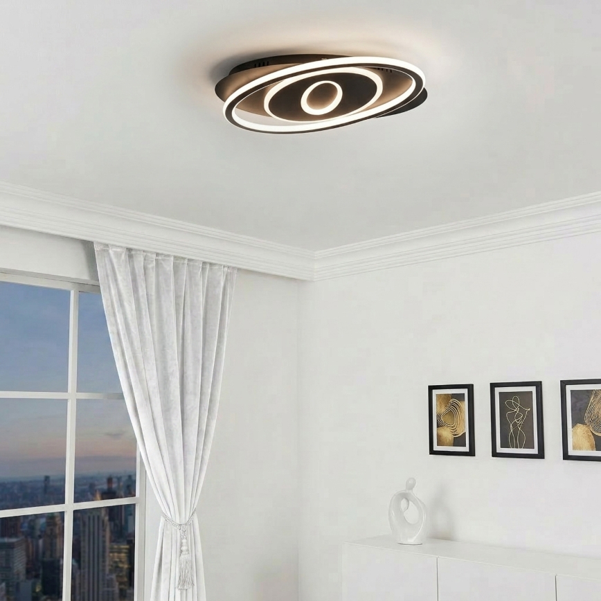 Brilagi - Plafoniera LED dimmerabile IRIS LED/78W/230V 3000-6000K 37x49 cm nero + telecomando