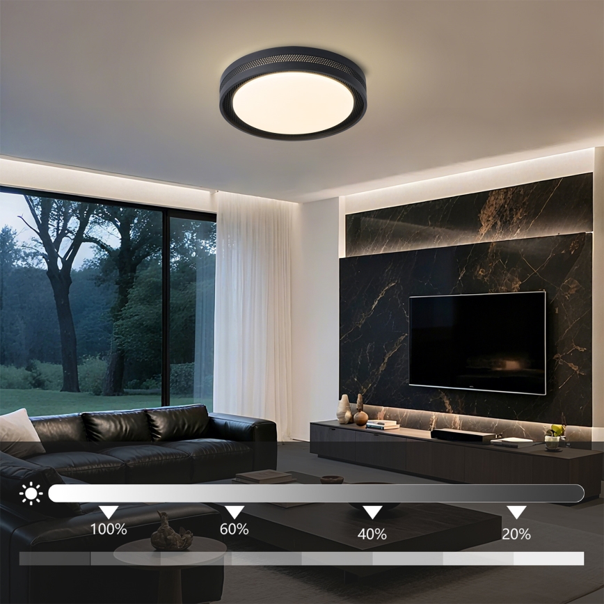 Brilagi - Plafoniera LED dimmerabile KREON LED/54W/230V 3000-6000K nera Ø 38 cm + telecomando