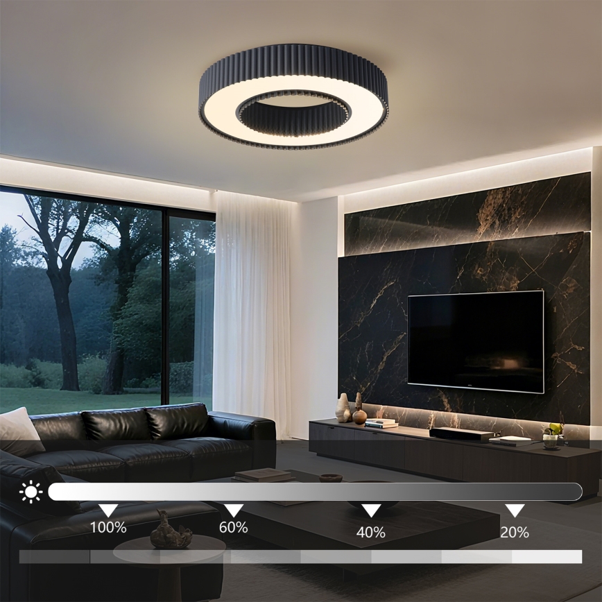 Brilagi - Plafoniera da soffitto dimmerabile a LED LUMIX LED/48W/230V 3000-6000K nero Ø 50 cm + telecomando