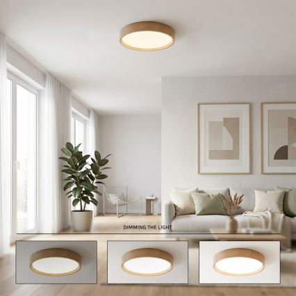 Brilagi - Plafoniera LED dimmerabile MANAROLA SMART LED/24W/230V 3000-6000K Wi-Fi Tuya Beacon Ø 41 cm rovere + telecomando