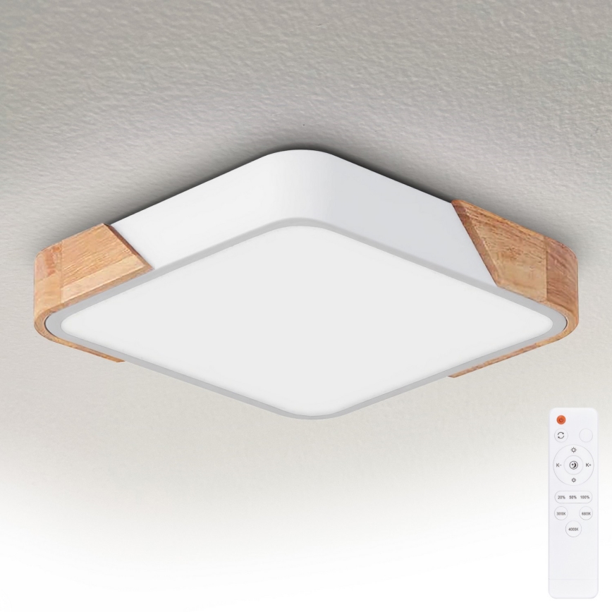 Brilagi - Plafoniera LED dimmerabile PILANA LED/48W/230V 3000-6500K rovere/bianco 42x42 cm + telecomando