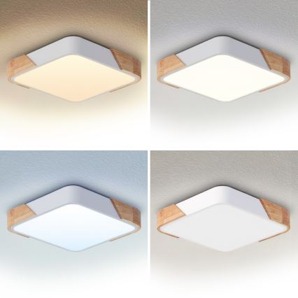 Brilagi - Plafoniera LED dimmerabile PILANA LED/48W/230V 3000-6500K rovere/bianco 42x42 cm + telecomando