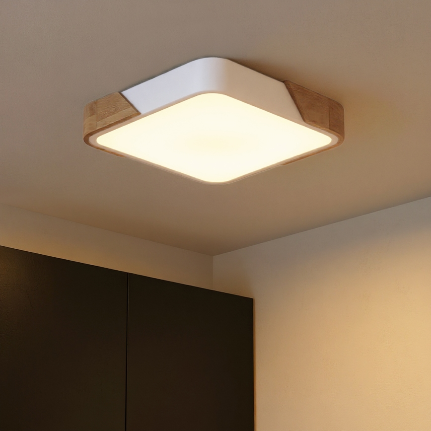 Brilagi - Plafoniera LED dimmerabile PILANA LED/48W/230V 3000-6500K rovere/bianco 42x42 cm + telecomando