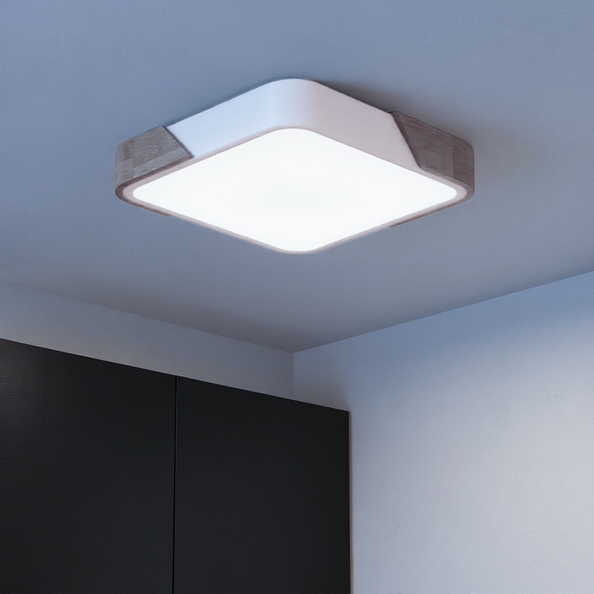 Brilagi - Plafoniera LED dimmerabile PILANA LED/48W/230V 3000-6500K rovere/bianco 42x42 cm + telecomando