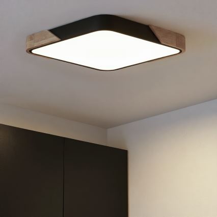 Brilagi - Plafoniera LED dimmerabile PILANA LED/48W/230V 3000-6500K rovere/nero 56x56 cm + telecomando