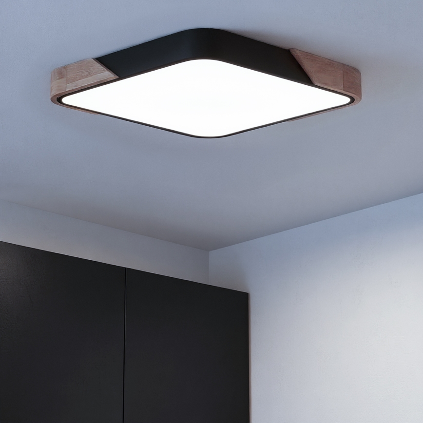 Brilagi - Plafoniera LED dimmerabile PILANA LED/48W/230V 3000-6500K rovere/nero 56x56 cm + telecomando