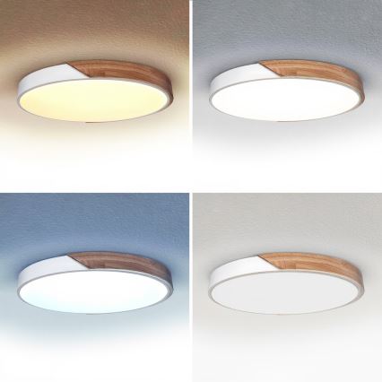Brilagi - Plafoniera LED dimmerabile PILANA LED/60W/230V 3000-6500K rovere/bianco Ø 60 cm + telecomando