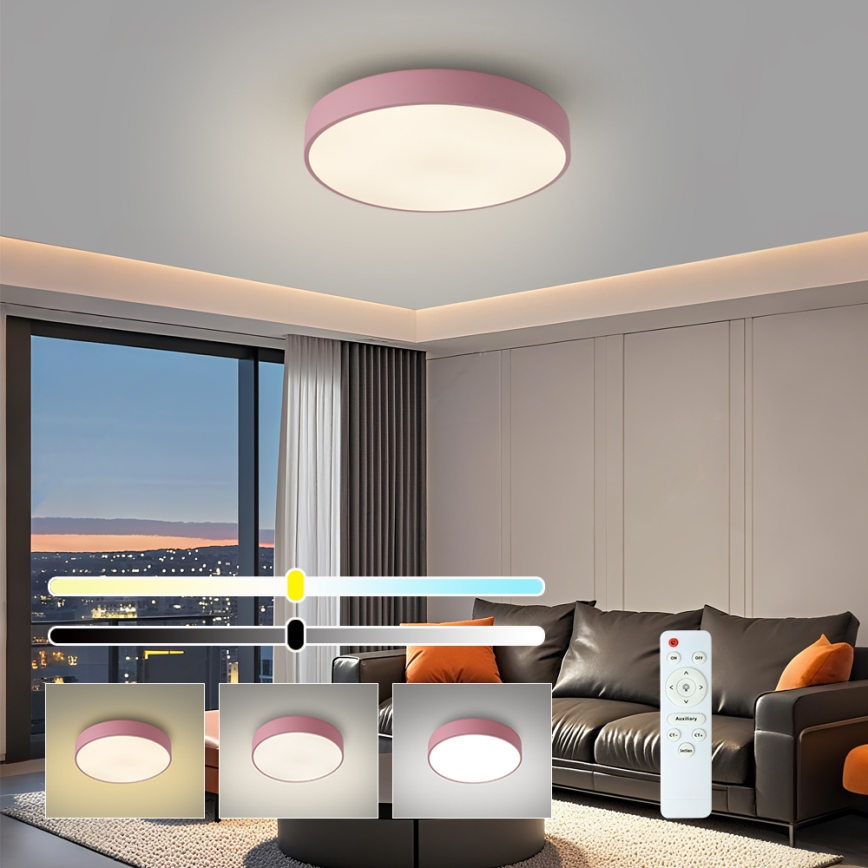 Brilagi - Plafoniera LED dimmerabile POOL LED/36W/230V 3000-6000K Ø 30 cm rosa + telecomando
