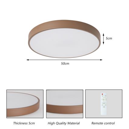 Brilagi - Plafoniera LED dimmerabile POOL LED/60W/230V 3000-6000K Ø 50 cm marrone + telecomando