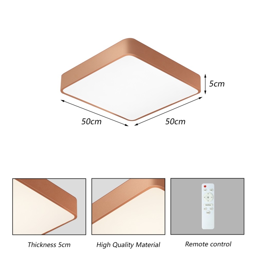 BRILAGI - Plafoniera LED dimmerabile POOL SQUARE LED/48W/230V 3000-6000K 50x50 cm bronzo + telecomando