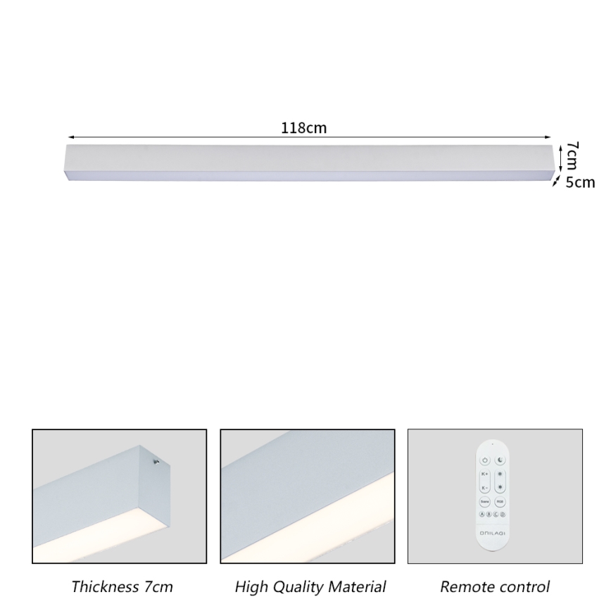 Brilagi - Plafoniera LED dimmerabile SLEEKLINE SMART LED/40W/230V 3000-6000K Wi-Fi Tuya argento + telecomando