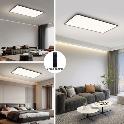 Brilagi - Plafoniera LED dimmerabile SLIMFRAME LED/80W/230V 120x60 cm 3000-6000K nera + telecomando