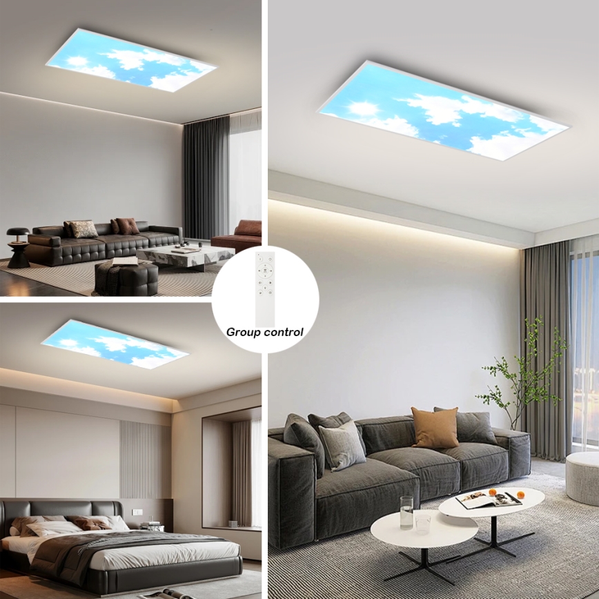 Brilagi - Plafoniera LED dimmerabile SLIMFRAME SKY LED/80W/230V 120x60 cm 3000-6000K argento/blu + telecomando