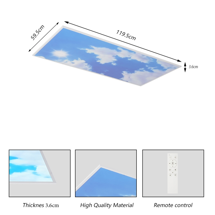 Brilagi - Plafoniera LED dimmerabile SLIMFRAME SKY LED/80W/230V 120x60 cm 3000-6000K argento/blu + telecomando