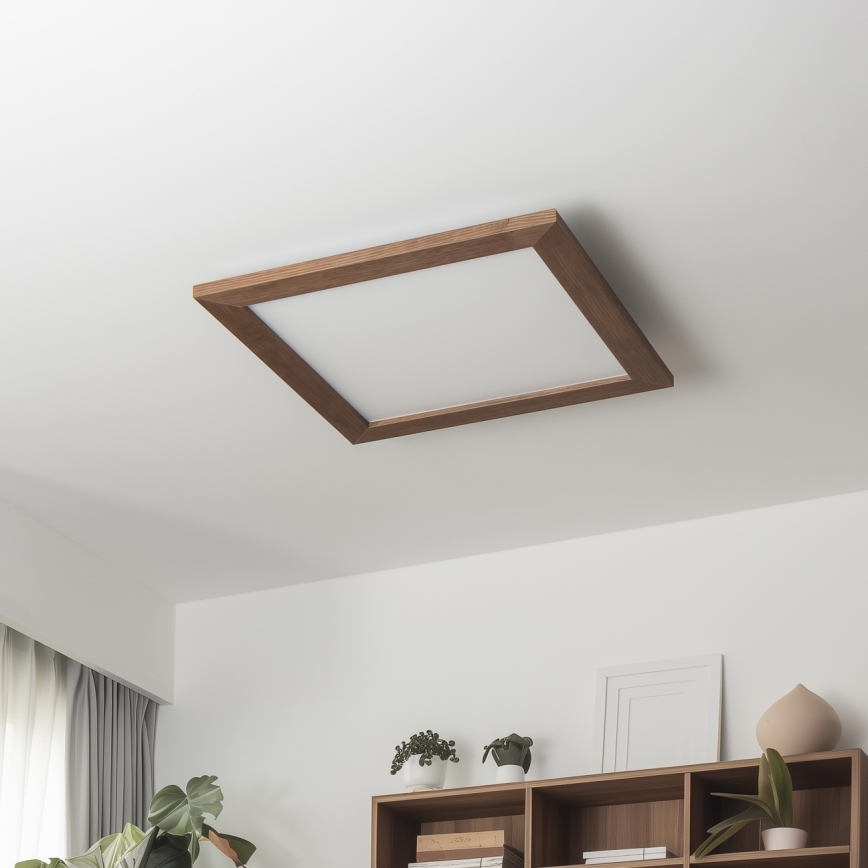 Brilagi - Plafoniera dimmerabile LED SLIMFRAME WOOD LED/36W/230V 49,5x49,5 cm 3000-6000K marrone scuro + telecomando