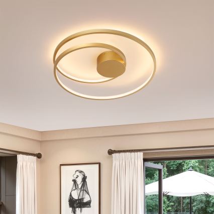 Brilagi - Plafoniera LED dimmerabile TWISTER LED/48W/230V 3000-6000K Ø 50 cm, finitura dorata + telecomando incluso