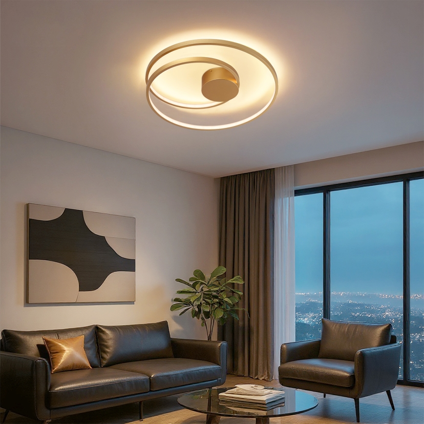 Brilagi - Plafoniera LED dimmerabile TWISTER LED/48W/230V 3000-6000K Ø 50 cm, finitura dorata + telecomando incluso