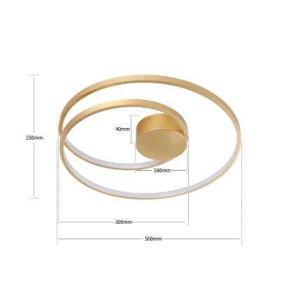 Brilagi - Plafoniera LED dimmerabile TWISTER LED/48W/230V 3000-6000K Ø 50 cm, finitura dorata + telecomando incluso